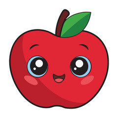 Fototapeta premium Adorable Kawaii Apple with Smiling Face