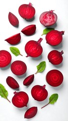 Beetroot slices on white background