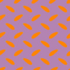 Seamless orange cucumber pattern on a purple background. A modern, minimalist, and colorful repeating design for fabrics, wallpaper, and digital projects.