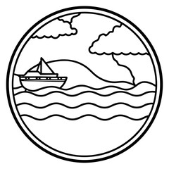 Indian Ocean line art vector