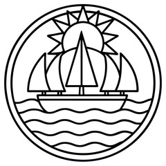 Indian Ocean line art vector