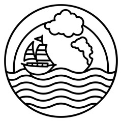 Indian Ocean line art vector