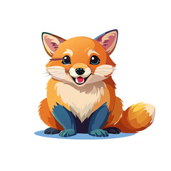 Obraz premium Adorable Orange Fox Sitting with Cheerful Expression Playful Fennec Illustration Cartoon Style