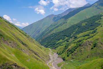 The beautiful mountainous landscape of Upper Khevsureti, Georgia