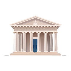 Obraz premium Classical Temple Illustration with Columns and Pediment Features, Architecture Design of Ancient Landmark
