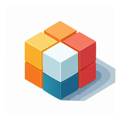 Obraz premium Colorful cubic construction in isometric view representing teamwork or collaboration