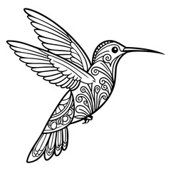 Fototapeta premium a black and white drawing of a hummingbird 