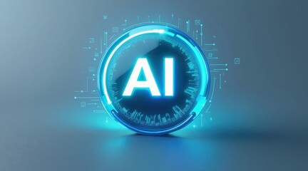 Artificial intelligence concept with glowing ai letters in a futuristic sphere