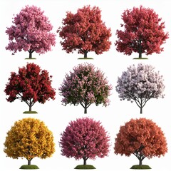 Fototapeta premium Nine trees, various vibrant colors