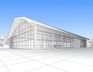 Fototapeta premium Architectural drawing of a large building