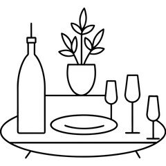 wine bottle and glasses
