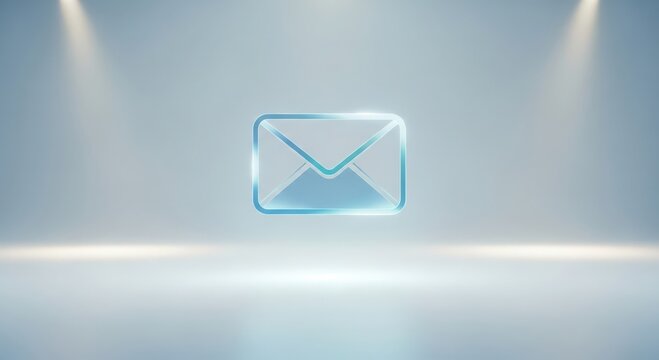 Email message envelope icon on blue background with spotlights, communication concept - Powered by Adobe