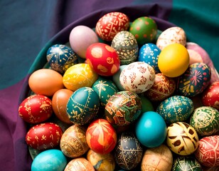 Obraz premium Colorful decorated Easter eggs
