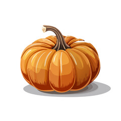 Isolated orange pumpkin with stem. Fall harvest vegetable for holiday designs, Halloween decorations, and Thanksgiving celebrations against black background.