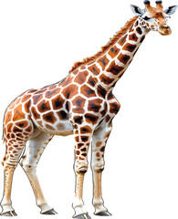 Naklejka premium Detailed illustration of a standing giraffe, isolated wildlife animal graphic element on white background
