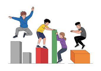 Great for illustrating teamwork, growth, success, and fun in a business or educational setting. Ideal for presentations, websites, and social media posts.