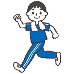 カメラ目線で走る男性のイラスト