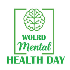 World Mental Health Day concept illustrate with the green ribbon that is the international symbol to become mental health awareness