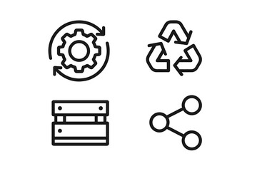 Icons representing sustainable practices in technology and environmental conservation efforts