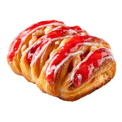 Fototapeta premium Delicious strawberry pastry sweet treat baked goods dessert food pastry shop bakery bread sweet glaze icing swirl topping
