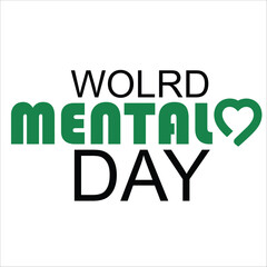 World Mental Health Day concept illustrate with the green ribbon that is the international symbol to become mental health awareness