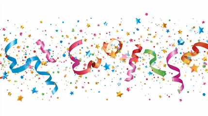 Obraz premium Celebration Decorations Floating in the Air on White Background