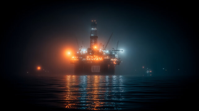 The large tower is in the middle ocf ocean , black mood.