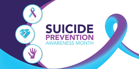September National Suicide Prevention Awareness Month background. Holiday concept with text and standard colors. Ideal for banners, posters, placards, cards and awareness designs