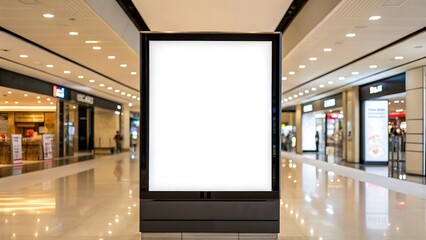 Illuminated digital display screen in shopping mall