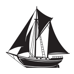Obraz premium Elegant black and white illustration of a classic sailing ship at sea