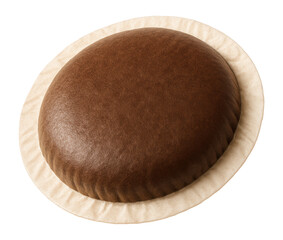 Round coffee pod wrapped in filter paper.