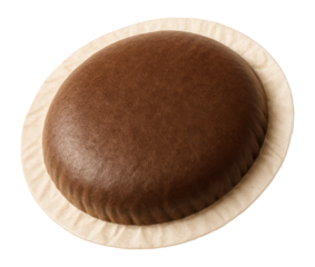 Round coffee pod wrapped in filter paper.