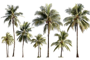 White Background with Cut Out Coconut Palm Images
