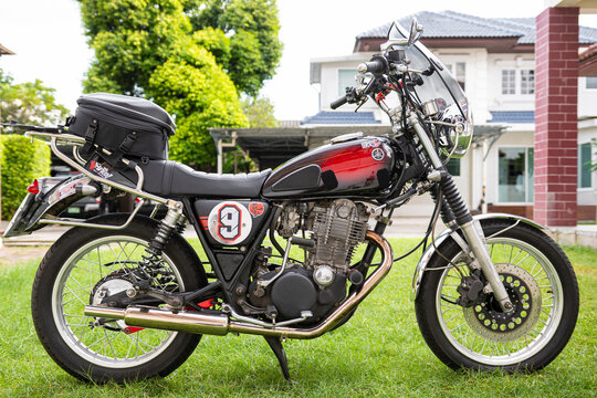 Bangkok.Thailand.August11,2025;Yamaha model sr400. custom motorcycle.