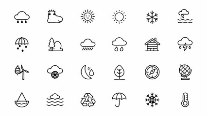 Fototapeta premium Climate Change & Environmental Weather Effects Outline