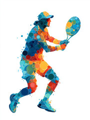 Fototapeta premium Tennis, badminton, silhouette, speed, exercise, sports, athlete, sport, illustration, vector, design, people, shape, player, game, action, woman, man, body, figure, person, health, playing, tennis, 
