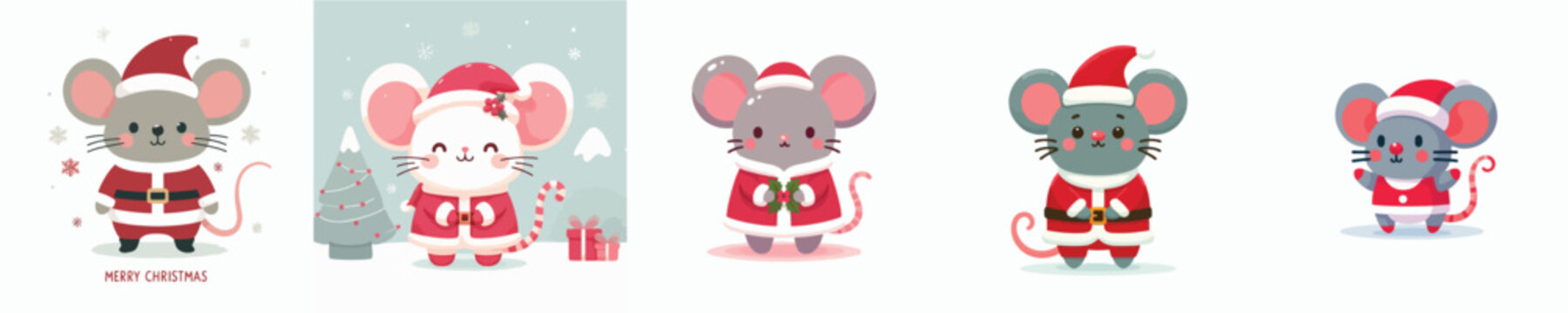 cute mouse vector in Christmas costume