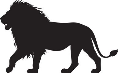 Obraz premium Majestic lion profile silhouette on a clean white background