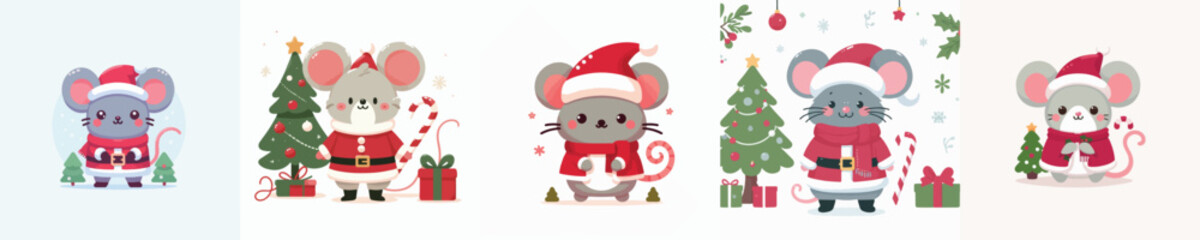 cute mouse vector in Christmas costume