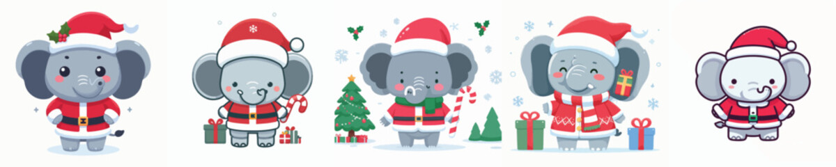 cute elephant vector in Christmas costume