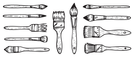 Collection of Hand Drawn Paint Brushes for Artists