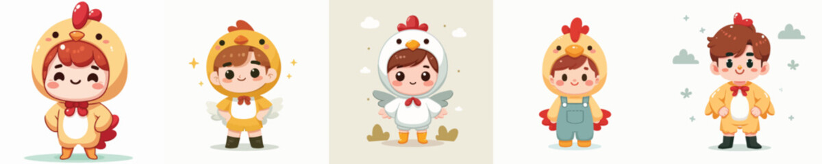Fototapeta premium vector of a child in a chicken costume