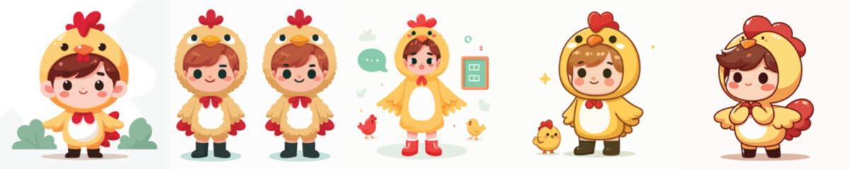 vector of a child in a chicken costume