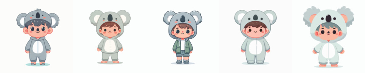 vector of a child in a koala costume