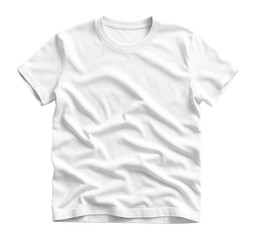 Crumpled white t-shirt laid flat.