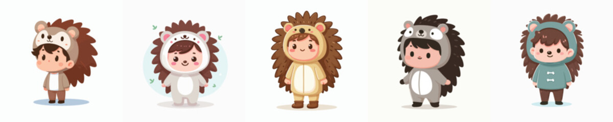 vector of a child in a hedgehog costume
