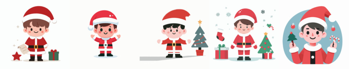 vector of a boy dressed in Christmas clothes