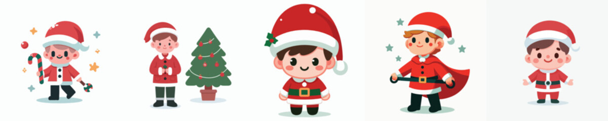 vector of a boy dressed in Christmas clothes