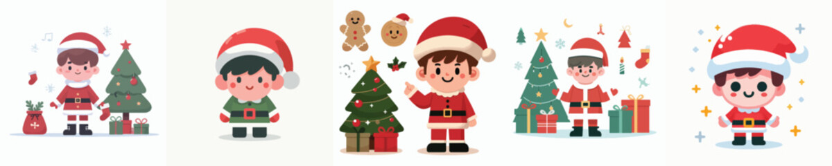 vector of a boy dressed in Christmas clothes