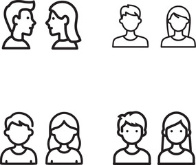 Simple male and female user avatar icons silhouette
